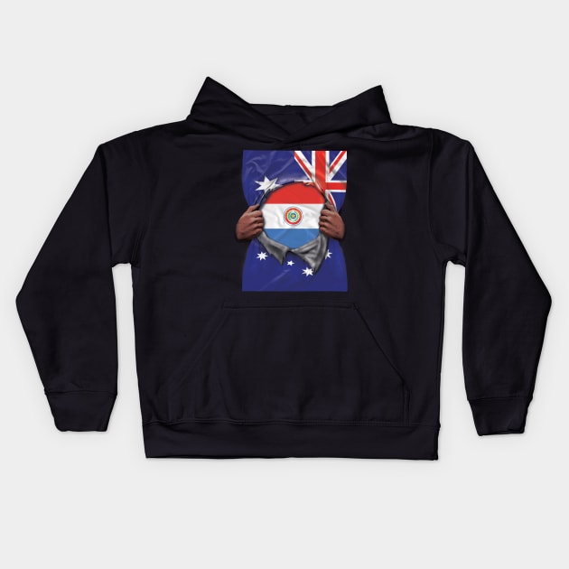 Paraguay Flag Australian Flag Ripped - Gift for Paraguayan From Paraguay Kids Hoodie by Country Flags